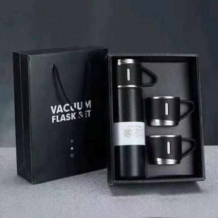 Olerd Insulated Flask with Cup, 500ml Stainless Steel Vacuum Travel Water Flask with Three Cups, Leakproof Cup Lid for Coffee Hot Drinks, BPA Free