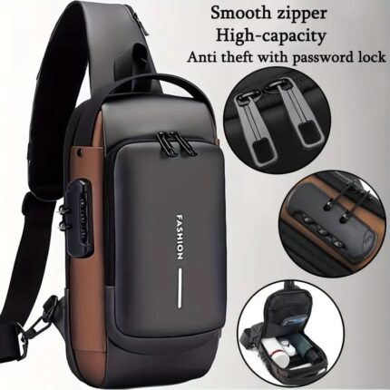 Men's Multifunction Anti-USB Shoulder Bag Man Crossbody Cross body Travel Sling Chest Bags